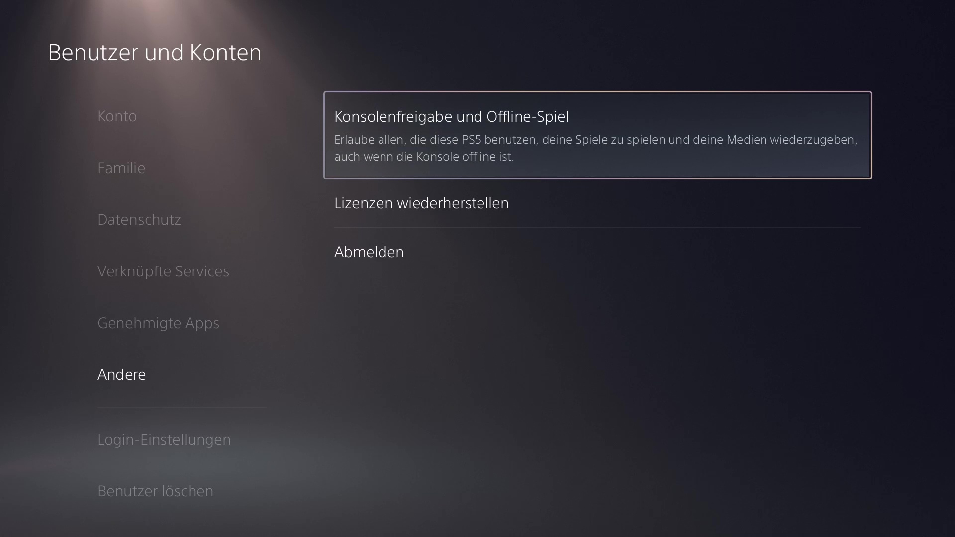 PS5 Fehlerbehebung - Benutzer und Konten