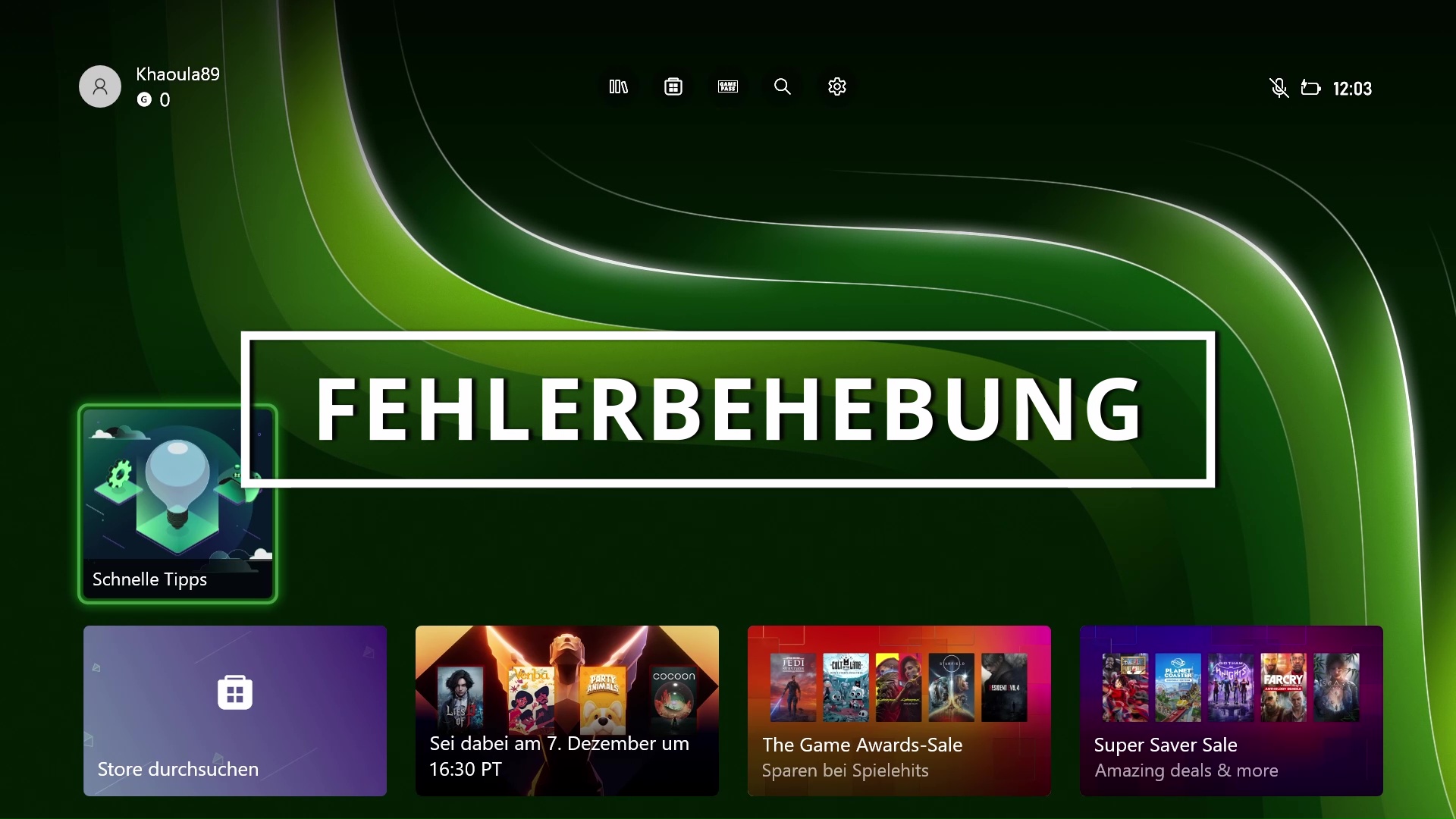 XBOX S/X Fehlerbehebung