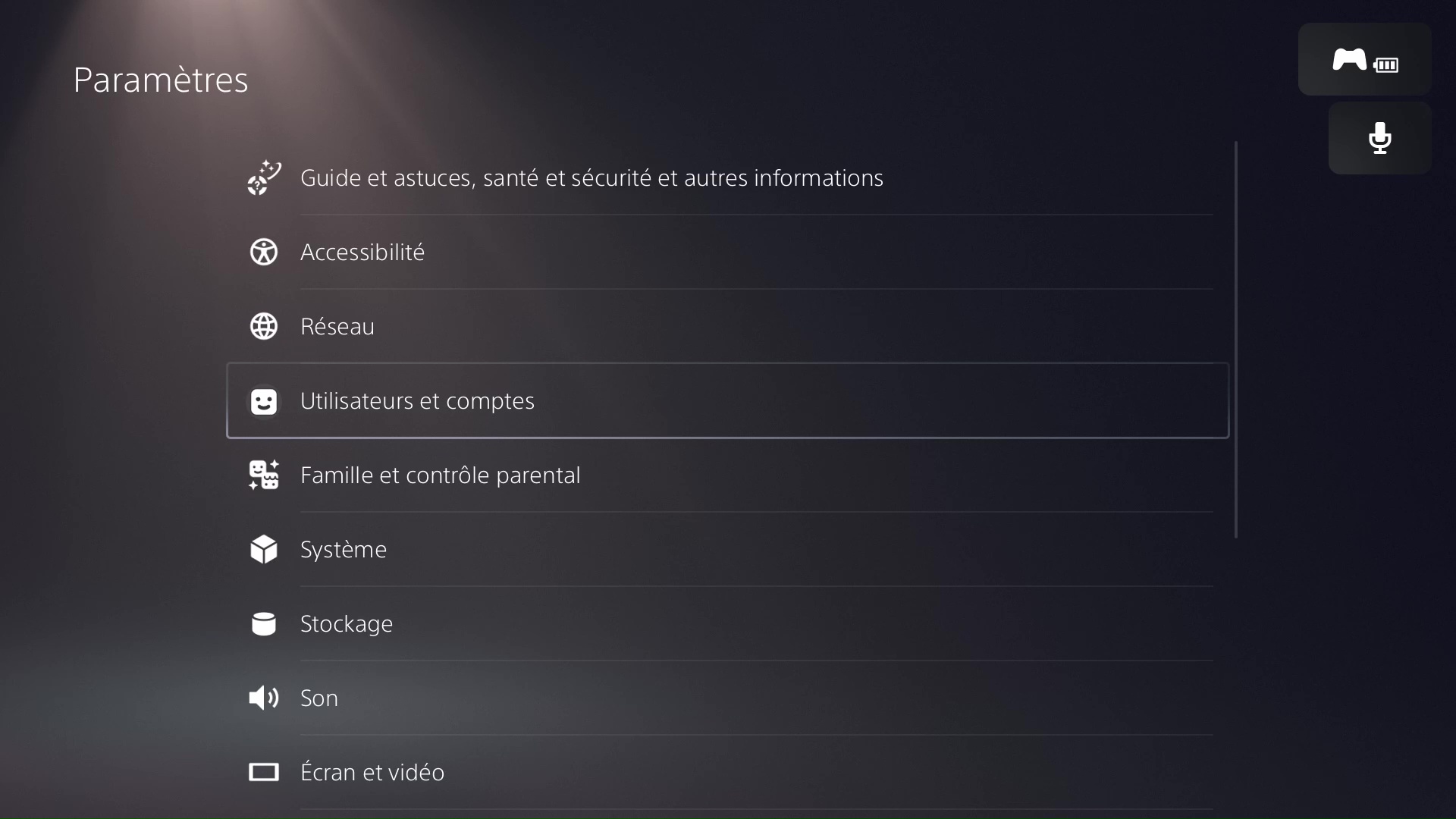 PS5 dépannage - Console Settings