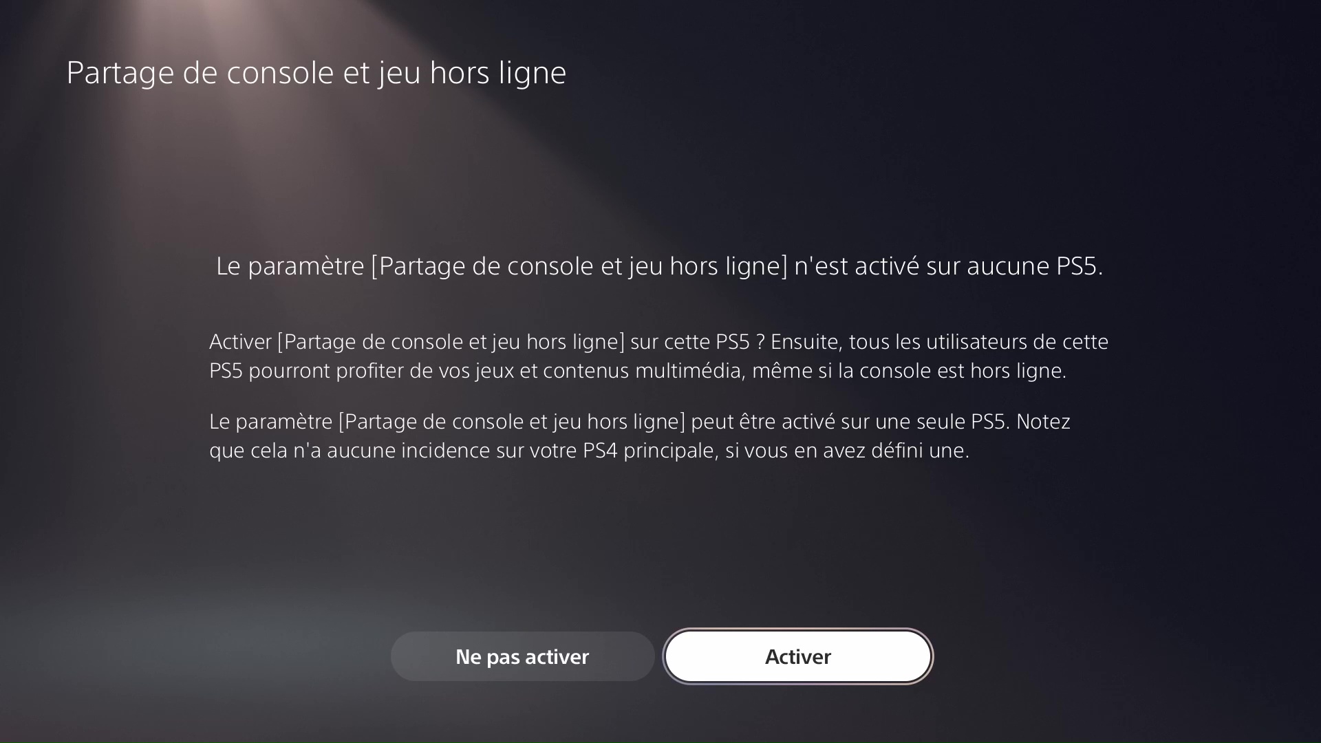 PS5 dépannage - Partage de console et jeu hors ligne